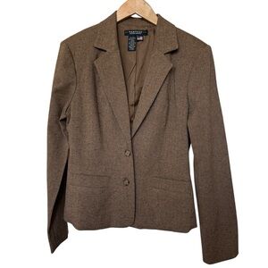 VTG Y2K 2000’s Rampage Women's Tweed Blazer Jacket Brown L Tailored Fit 2 Button